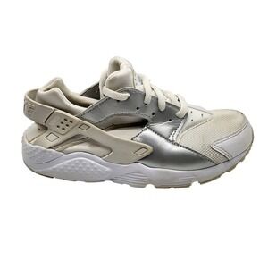 Nike‎ Air Huarache Run GS Kids Sneakers White Silver Youth 1Y